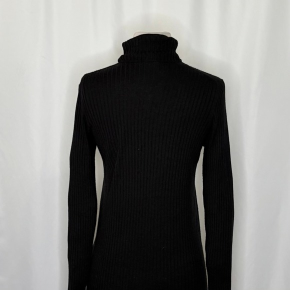 VINCE Black Cashmere Ribbed Turtleneck Knit Top Sweater Pullover Knitwear Medium - Picture 8 of 12